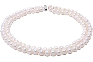 JYX PEARL JYX Double-row 8-9mm Round Freshwater Cultured Pearl Necklace…