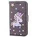 Produktbild Samsung Galaxy S5 Hülle, Chreey Niedlich [Regenbogen Einhorn] Glitzer Handyhülle Premium PU Leder Tasche Flip Wallet Cover mit Standfunktion Kartenfach Schutzhülle [Grau]