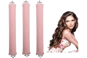 DKDXID 3pcs Bigodino Fascia Capelli Onde Fascia Bigodino Lungo per Boccoli Capelli Bigodini Arricciacapelli Senza Calore Ricci Tubo per Capelli Mossi Hair Curler Heatless Curling Rod Headband-Rosa