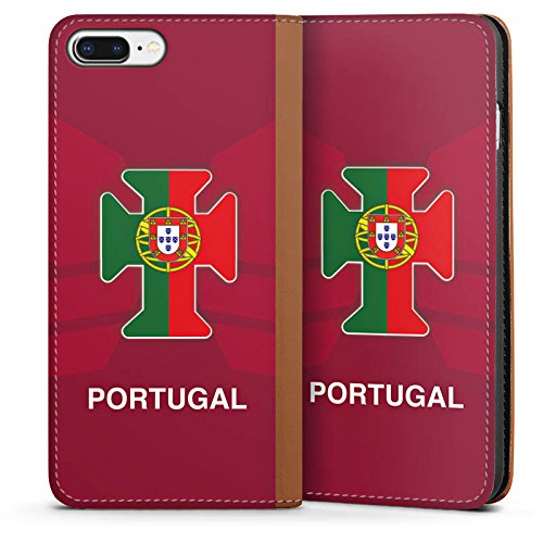 DeinDesign Apple iPhone 7 Plus Leder Flip Case Tasche Hülle Portugal Em Trikot Football Fussball