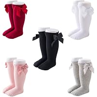 9 Paar Baby-Kniestrümpfe Mit Schleife – Für Mädchen 5–7 Jahre, Baumwollmix, 9 Farben