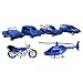 Produktbild com-four® Polizei-Autoset mit Hubschrauber und Motorrad für Kinder (06-teilig - Polizei)