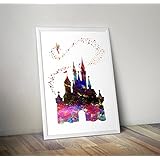 Disney inspirierte Aquarelldruck, Aschenputtel-Schloss-Plakat A4 8.3 x 11.7 Zoll