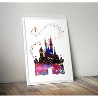Disney inspirierte Aquarelldruck, Aschenputtel-Schloss-Plakat A4 8.3 x 11.7 Zoll