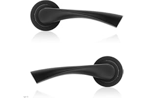 Probrico Internal Door Handle Set, Marvel Lever on Rose Door Handles Pair in Matte Black Finish - Interior Use Door Handle - Round Modern Design， 4 Pair