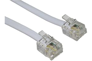 World of Data 10m RJ11 Male BT Broadband Cable ADSL Modem Router Lead - Gold Plated Contact Pins - High Speed Internet Broadband - Router or Modem to RJ11 Phone Socket or Microfilter - White