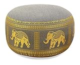 livasia Zafukissen, 100% Kapokfüllung, Yogakissen, Bodensitzkissen, Meditation (hellgrau-Elefanten)