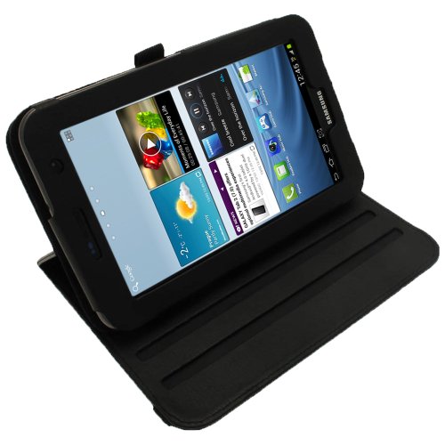 igadgitz 360° Rotierende Abnehmbare Schwarz PU Leder Tasche Schutzhülle Hülle Ledertasche Lederetui Etui Case für Samsung Galaxy Tab 2 P3100 P3110 7.0 3G & WiFi Android 4.0 Internet Tablet + Displayschutzfolie - 3