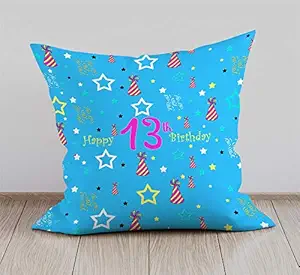 DreamVio Happy 13th Birthday Cushion,Pillow for Brother,Sister,Husband,Wife,Spouse,Parents,Father,Mother on birthday's & Anniversaries Color : Sky Blue (12 x 12 inch)