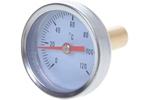 Aqbau® Thermomètre à aiguilles bimétallique de 0 °C à 120 °C avec manchon de plongée 1/4"