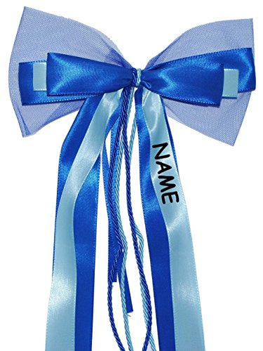 große 3-D Schleife – 24 cm breit u. 54 cm lang – Geschenkband / Geschenkschleife – blau hellblau – für Geschenke und Schultüten - 3