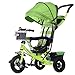Produktbild Luxus 4-in-1 Kind Dreirad Fahrrad Boy's Bike Mädchen Fahrrad für 6 Monate-6 Jahre alt Baby drei Räder Trolley mit Markise und Eltern Griff | Dämpfung | Dämpfung | Faltbar | Vollgummirad ( Farbe : Grün )