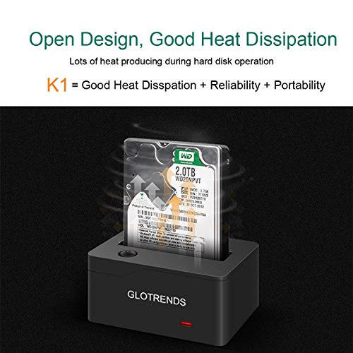 Mini SSD HDD Docking Station – GLOTRENDS K1 2,5 Zoll USB 3.0 SATA Festplatten Dock Docking Station, Maximal unterstützt 3TB Festplatten und 15mm dicke Festplatten, Stromversorgung über USB, aus ABS Plastik - 3