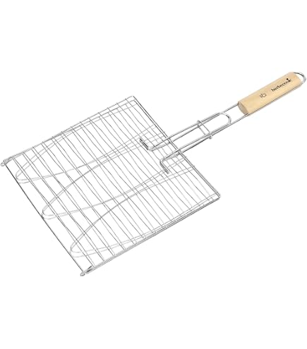 4x Cesto Griglia Acciaio Inox Cestino per il Pesce Barbecue