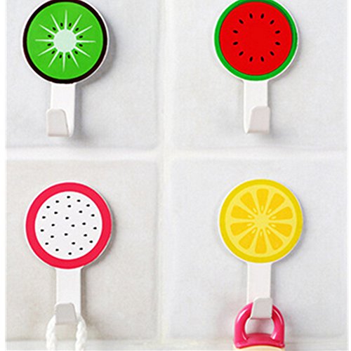 OFT 2pcs. Cartoon Fruit Saugnapf haken Metall kleberhaken Badezimmer Küche Strong Wand Kleiderhaken Handtuch Haken Einzel Haken (Wassermelone) - 2