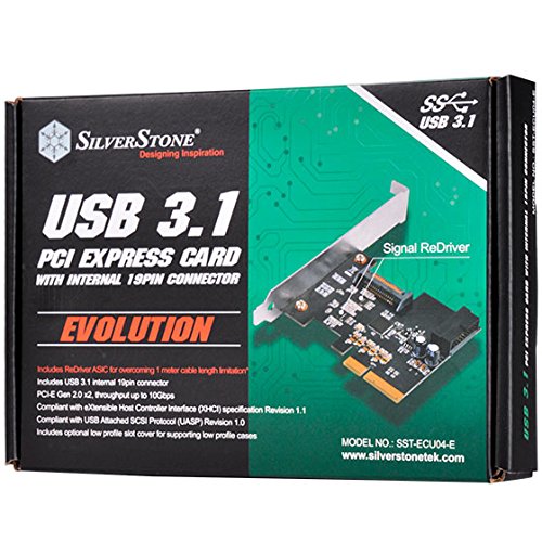 SilverStone SST-ECU04-E – PCI-E Erweiterungskarte, 1x intern USB 3.1 19-pin Anschluss, 10 Gbps, ReDriver ASIC chip, low-profile geeignet - 5