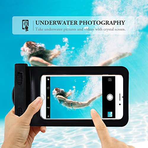 Custodia Impermeabile Cellulare, RosyHeart Trasparente Custodia Smartphone Impermeabile con Fascia Sportiva da Braccio, Universale Waterproof Cover per Apple iPhone X, se/5s, 6/7/8, 6/6s/7/8 plus, Samsung S9, S8, S7/s7edge, s6/s5/s4, Huawei P8, p9, P10/p10 lite, Xiaomi, Meizu, Moto,Asus, LG, Sony, ecc - Nero