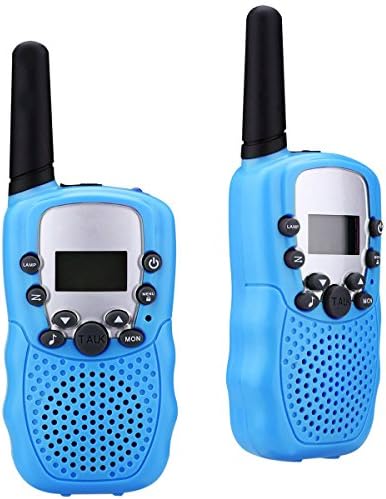Walkie Talkies, COOJA 2pcs Kids Walkie Talkie Children Walky Talky 3-5KM Range 8 Channels 2 Way Radio Handset Toys Auto Channel Scan Built-in LED Torch VOX LCD Display (1 Pair, Blue)