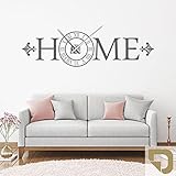 DESIGNSCAPE® Wandtattoo Uhr Home römische Ziffern 100 x 27 cm (B x H) gold inkl. Uhrwerk silber, Umlauf 44cm DW813103-M-F26-SI