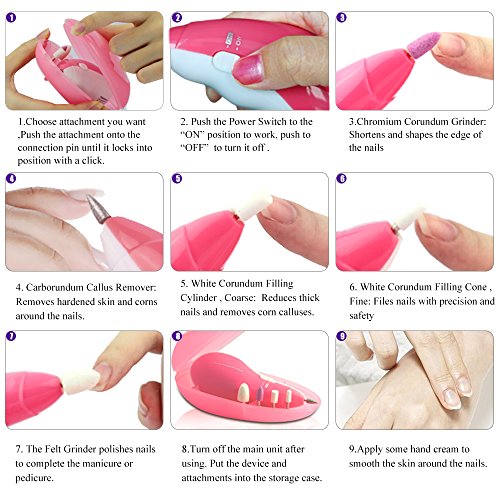 TOUCHBeauty TB-0602A Maniküre-Pediküre-Set mit 5 Aufsätzen Elektrische Nagelfeile mit Aufbewahrungsbox - 4