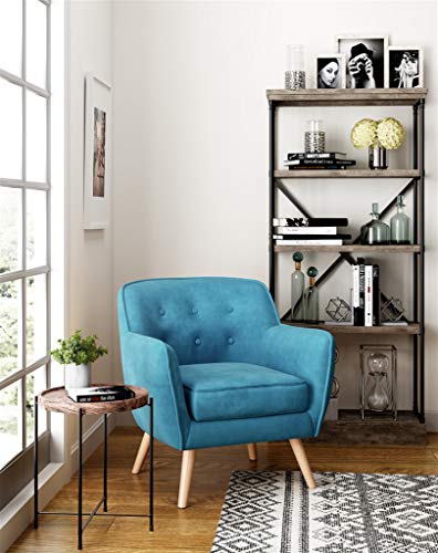 TAMY Fauteuil L. 76 x P. 74 x H. 77cm en suédine Turquoise