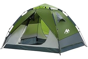 AYAMAYA 4 Man Tent Waterproof, Double Layer Tents for Camping 3-4 Person Automatic Hydraulic Pop Up Tent Instant Camping Dome Tent 2 Doors Easy SetUp Shelter for Outdoor