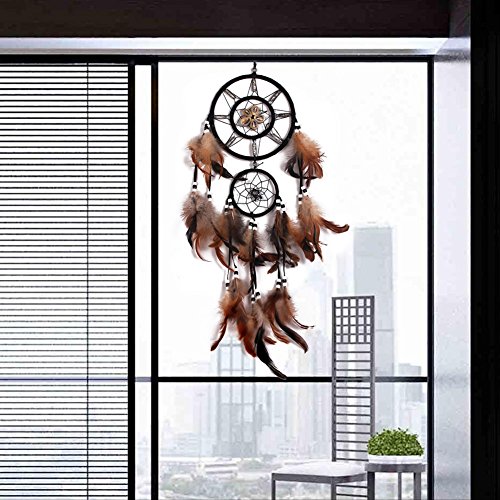 Braun Traumfänger Federn Bead Handgemachte Dekoration Wand Hängend - 3