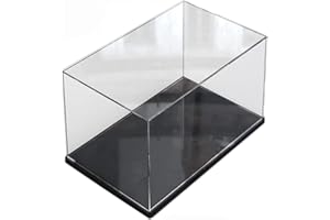 ELEPURE Scatola in Acrilico Trasparente per Collezione Lego, Scatola di Presentazione a Prova di Polvere con Base per Mini Statuetta Giocattolo (Nero,30x20x20cm)
