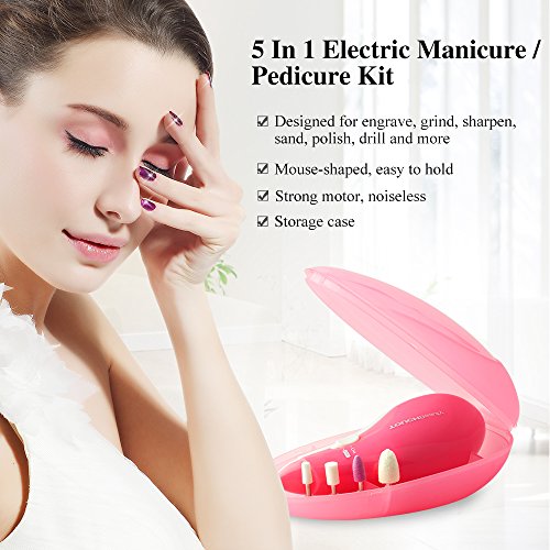 TOUCHBeauty TB-0602A Maniküre-Pediküre-Set mit 5 Aufsätzen Elektrische Nagelfeile mit Aufbewahrungsbox - 2