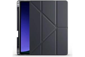 Kilifplus Samsung Galaxy Tab S10 FE ile Uyumlu Kılıf Tri Folding Silikon Kalem Bölmeli Katlanabilir Standlı PU Deri Yumuşak Kapak, Tablet Kılıfı [Akıllı Kapak, Uyku Modlu], Siyah