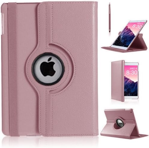 iPad Air 2 Case, Pu Leather 360 Degree Rotating Stand Case Cover for iPad Air 2 By Krushna krupa (ROSEGOLD)