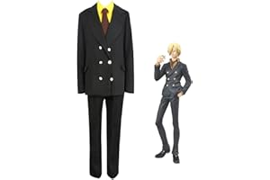 KITAT ONE PIECE Vinsmoke Sanji Cosplay Anime Costume Unisex Suit jacket Uniform Set, Black