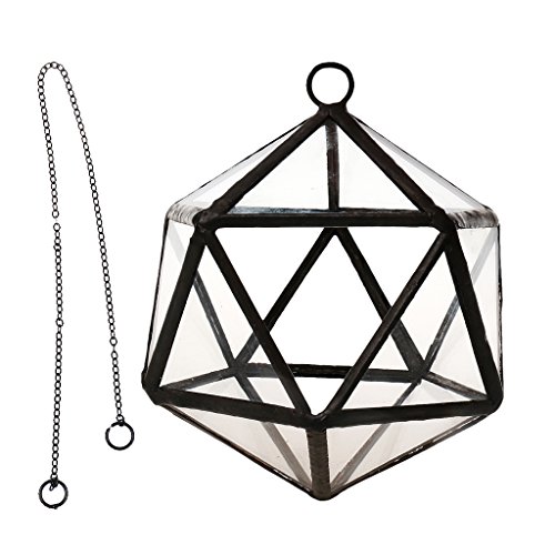 Preisvergleich Produktbild Sharplace Pflanzbehaelter Glas Terrarium Miniatur-Gartengewaechshaus + Metallkette Blumentopf