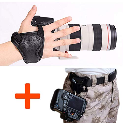 WITHLIN Kit de fotografía - botón de hebilla de cinturón de cintura + cámara agarre muñeca banda correa para cámara SLR réflex digital (Canon Nikon Sony Pentax Olympus, etc.)