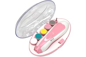 HABIB GRUPPE Premium Elektrischer Nagelknipser Baby - Sicherer Baby Nagelschneider mit LED-Licht, Sanfte Nagelpflege, zusätzliche Ersatzköpfe - Rosa