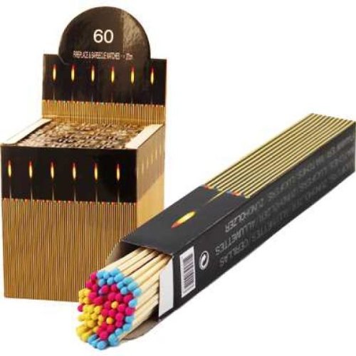 2 x 60 Stück Grillstreichhölzer Kamin Streichhölzer, 27-28 cm, rote Köpfe, Grill-Streichhölzer Kaminstreichhölzer