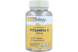SOLARAY Vitamin C 1000mg | Con Escaramujo Y Acerola | Acción Retardada| Sin Gluten | Apto Para Veganos | Comprimidos, One size, Vanilla, 100 Unidad