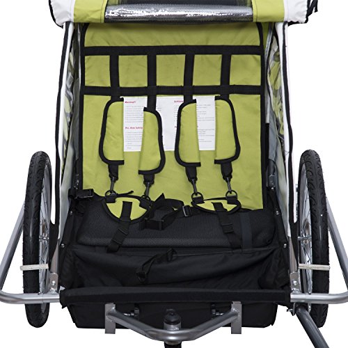 homcom 440-001GN 2 in 1 Fahrradanhänger Jogger 360° Drehbar für Kinder, grün / schwarz - 3