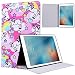 Produktbild Yokata Neu iPad 2017 / iPad 8 Hülle Case Folio Leder Smart Cover Kunstleder Schutzhülle Tasche Schale Ledertasche Ledercase Ultradünn Lederhülle mit Auto Schlaf / Wach Funktion Ständer Halter Standfunktion Weich Silikon Backcover Innere Ultra Dünn Slim Painted Muster Protective Cover für New iPad 2017 / iPad 8 Modell (9.7 Zoll) Tablet Etui - Einhorn