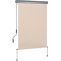 Outsunny Senkrechtmarkise Balkonmarkise Vertikalmarkise Windschutz Seitenrollo Sichtschutz mit Handkurbel Polyester…