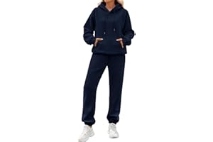 CMTOP Survêtement Femme Ensemble 2 Pièce Polaire Chaud Lounge Set Décontracté Tracksuit Automne Hiver Ensembles de Sport Sweat à Capuche et Pantalon Jogger Suit pour Fitness Hip Hop