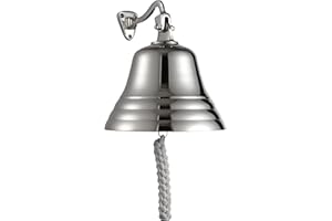 Assorted Collections Accesorios de Pub en casa - Timbre de Puerta montado en la Pared - Decoraciones náuticas - Campana Plateada única con Sonidos Fuertes y nítidos Pub (6 Pulgadas)