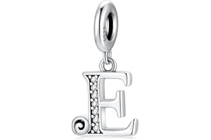 TIZU Pendentif Lettre Initial A-Z en Argent fin 925 et Oxyde de Zircon, Charme Convient aux Pandora Bracelets et Colliers pour Filles et Femmes