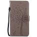 Produktbild Motorola Moto G6 Plus Hülle, Chreey Prägung [Katze Baum] Muster PU Leder Hülle Flip Case Wallet Cover mit Kartenschlitz Handyhülle Etui Schutztasche [Grau]