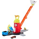 Hot Wheels City oyuncak araba ve pist seti, S&uuml;per İtfaiye İstasyonu oyun seti ve 1:64 &ouml;l&ccedil;ekli itfaiye aracı, JHL95