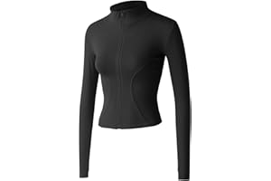 Sukany Women's Slim Fit Lightweight Athletic Full Zip Stretchy Workout Running Track Jacket with Thumb Holes