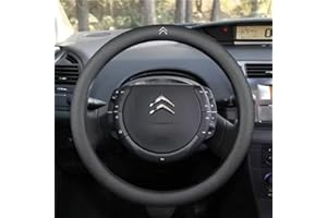 ARRYEDCN Coche Funda Volante, para Citroen C4 Grand Picasso 2006 2007 2008 2009 2010 Durabilidad Seguridad Antideslizante Suave Transpirable Funda Protectora del Volante 37-38cm,O