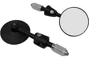 ALCHEMY PARTS Retroviseur de Guidon Rond Repliable 22mm avec Embout pour Moto | En Aluminium | Cafe Racer | Roadster | Par 2