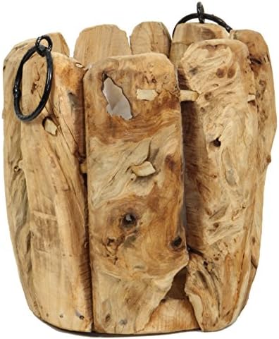 Nature Parts Natural Root Wood Pot with Handle with Plant Protector, 15 x 15 x 24 cm