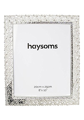 Preisvergleich Produktbild Quadratischer Bilderrahmen aus Metallguss 8" x 10" Kristall - Silber von Haysoms